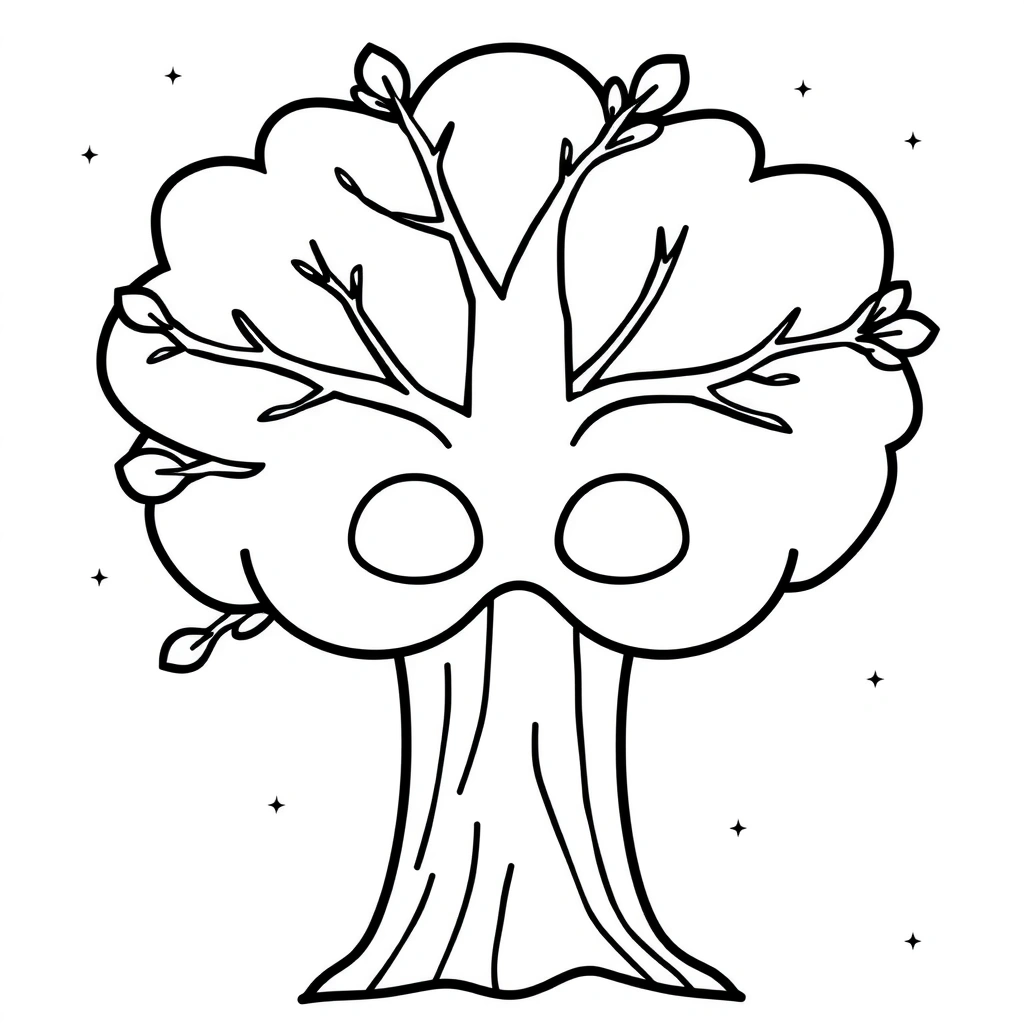 Maska Drzewa — kontur do wydruku - Szablony - Światowy Dzień Śniegu