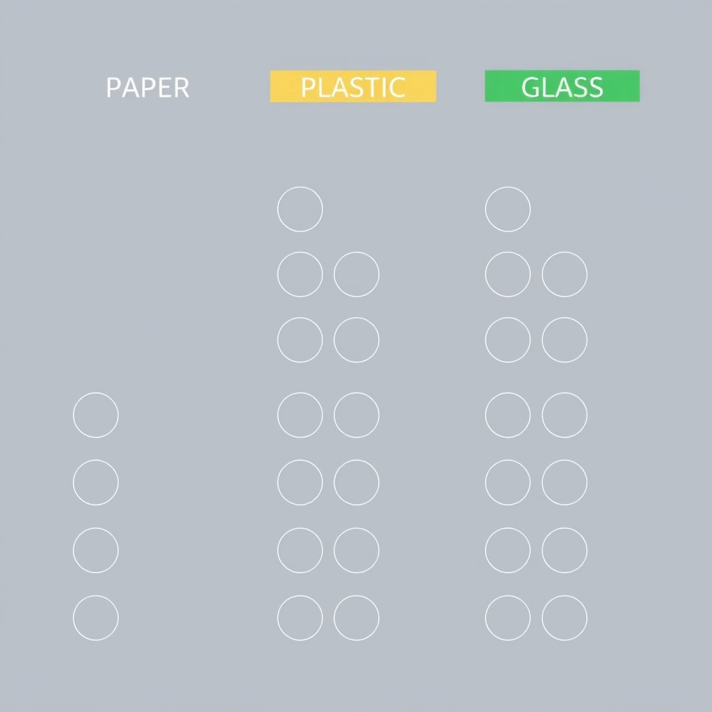 Flipchart / prosty wykres słowny (kolumny dla papier/plastik/szkło) - Szablony - Dzień Ziemi