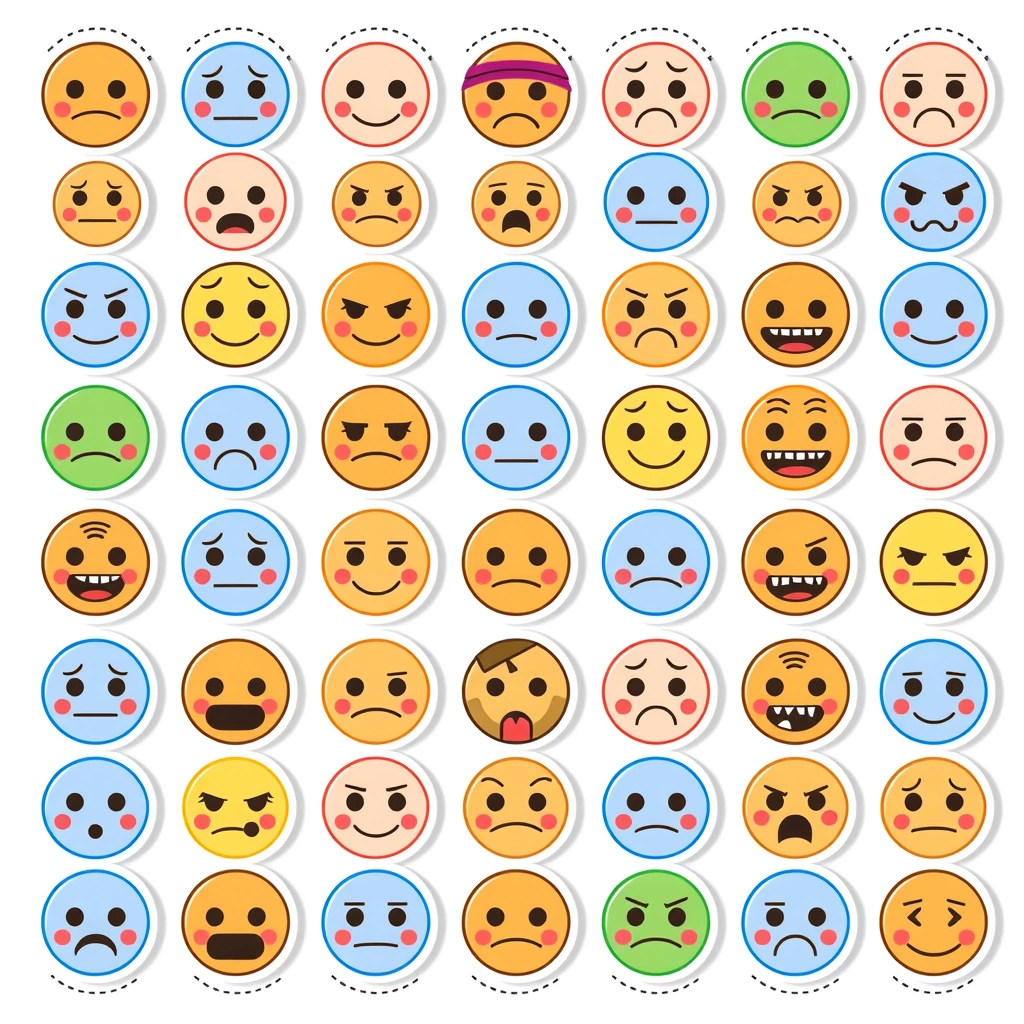 Arkusz naklejek / żetony emoji - Materiały - Dzień Emoji