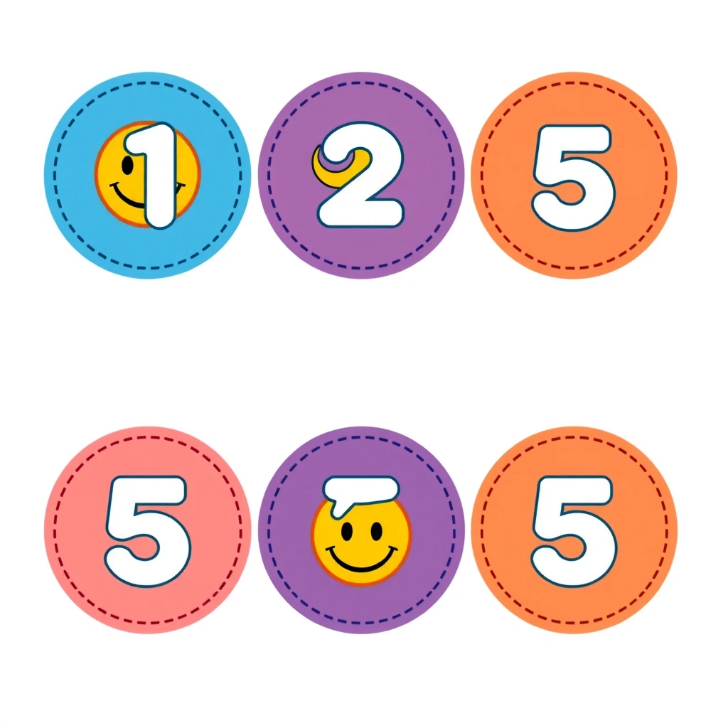 Maty ruchowe numerowane 1–5 (duże koła) - Szablony - Dzień Emoji