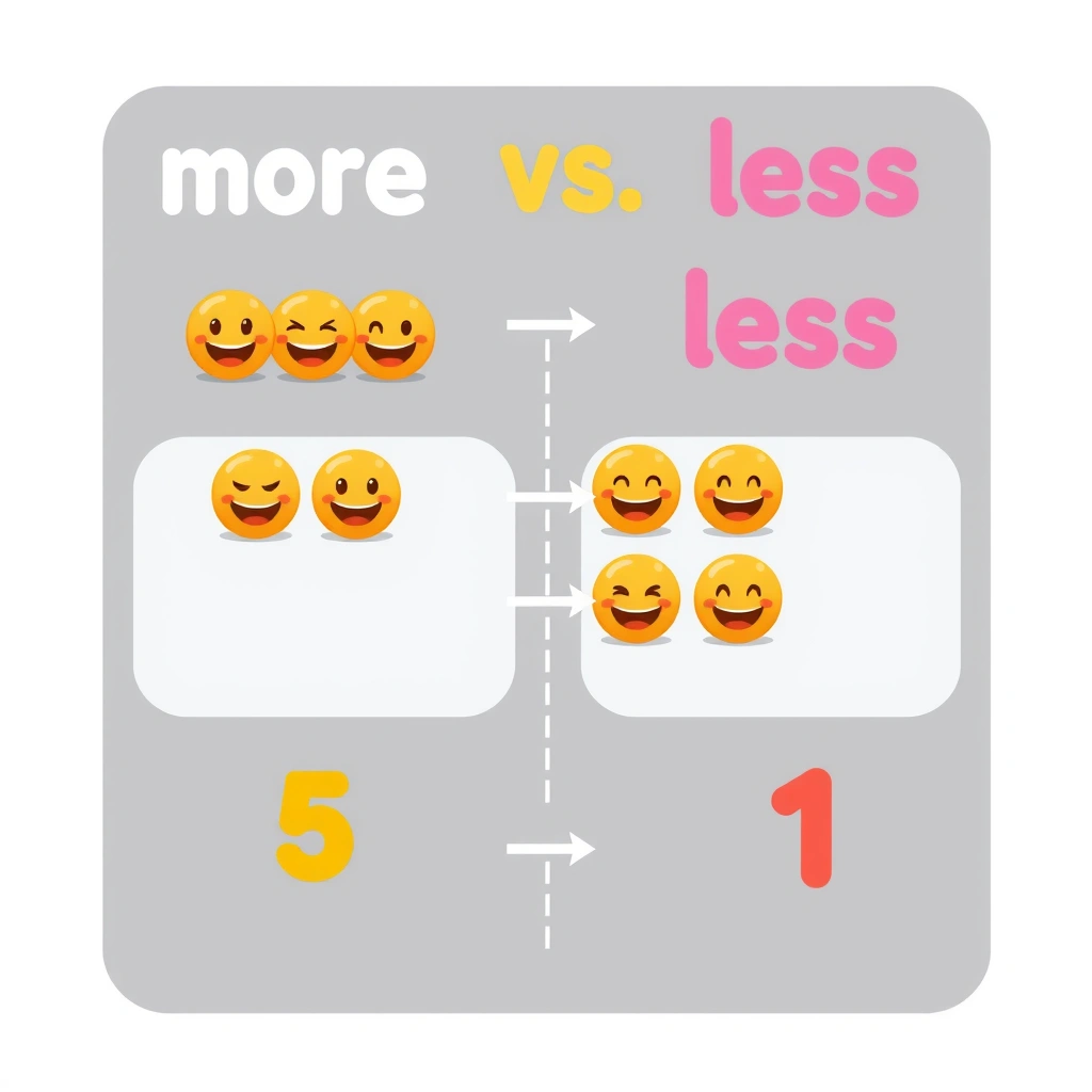 Plakat edukacyjny: 'Więcej / Mniej' + liczby 1–5 - Materiały - Dzień Emoji