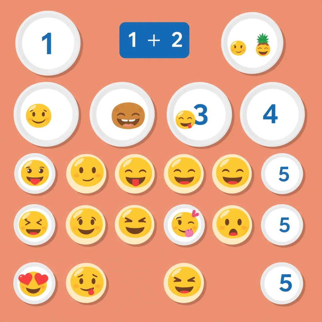 Talerzyki z emoji — stacja Dopasuj i policz - Szablony - Dzień Emoji