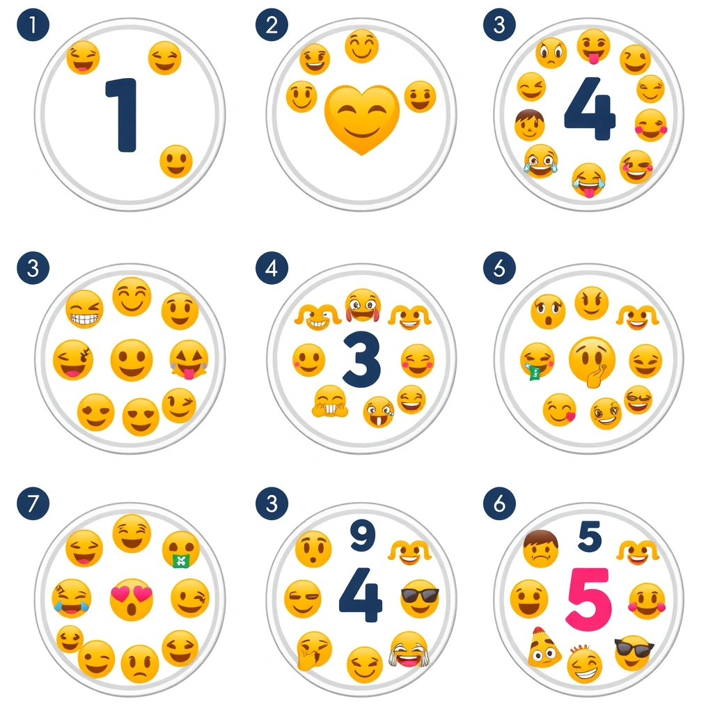 Talerzyki z emoji — stacja Dopasuj i policz - Szablony - Dzień Emoji
