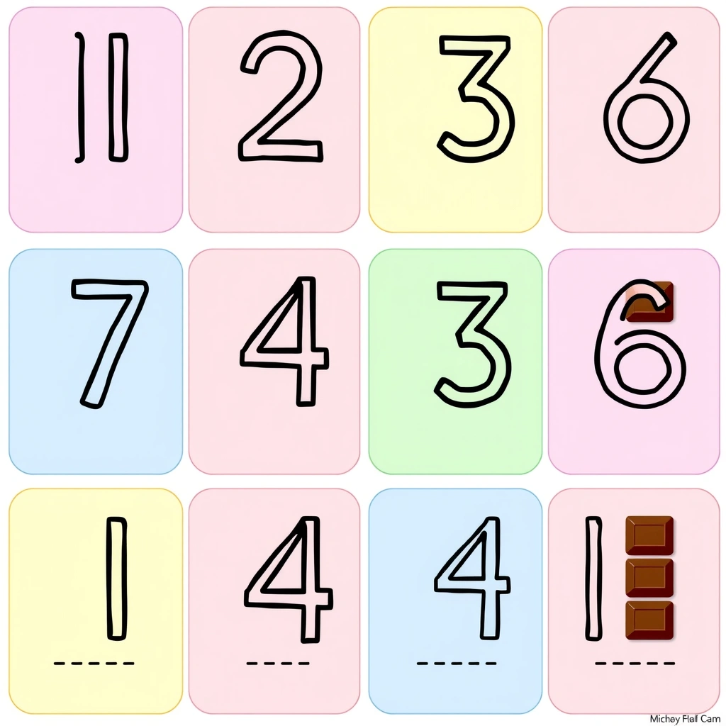 Karty z numerami 1–10 (do wydruku) - Szablony - Dzień Czekolady (kwiecień)