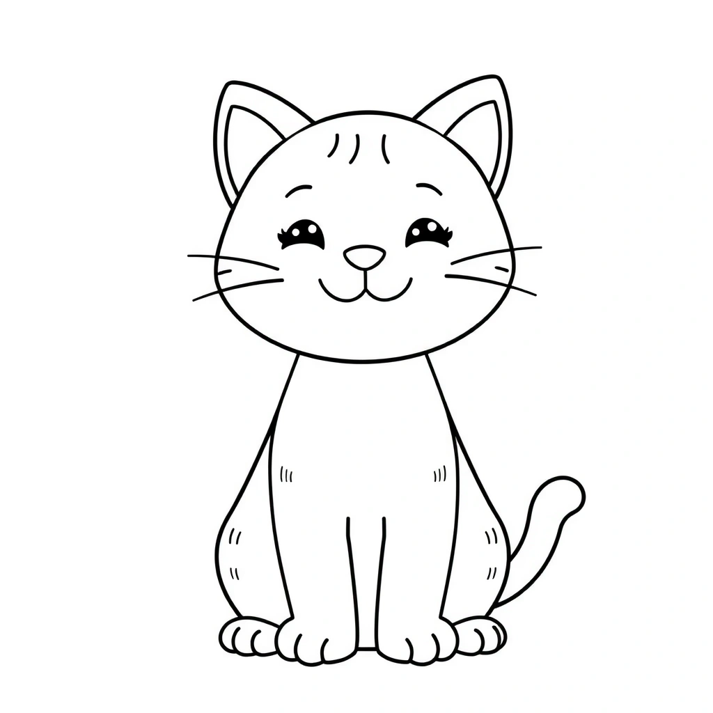 Kolorowanka: Prosty kotek do kolorowania - Kolorowanki - Dzień Kota