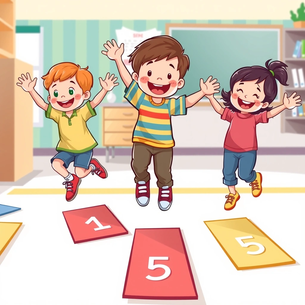 Dzieci skaczą po numerach (akcja) - Materiały - Dzień Książki