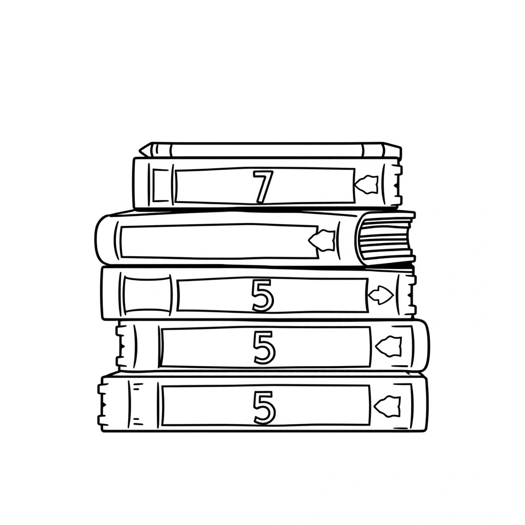 Kolorowanka: Stos książek z numerami - Kolorowanki - Dzień Książki