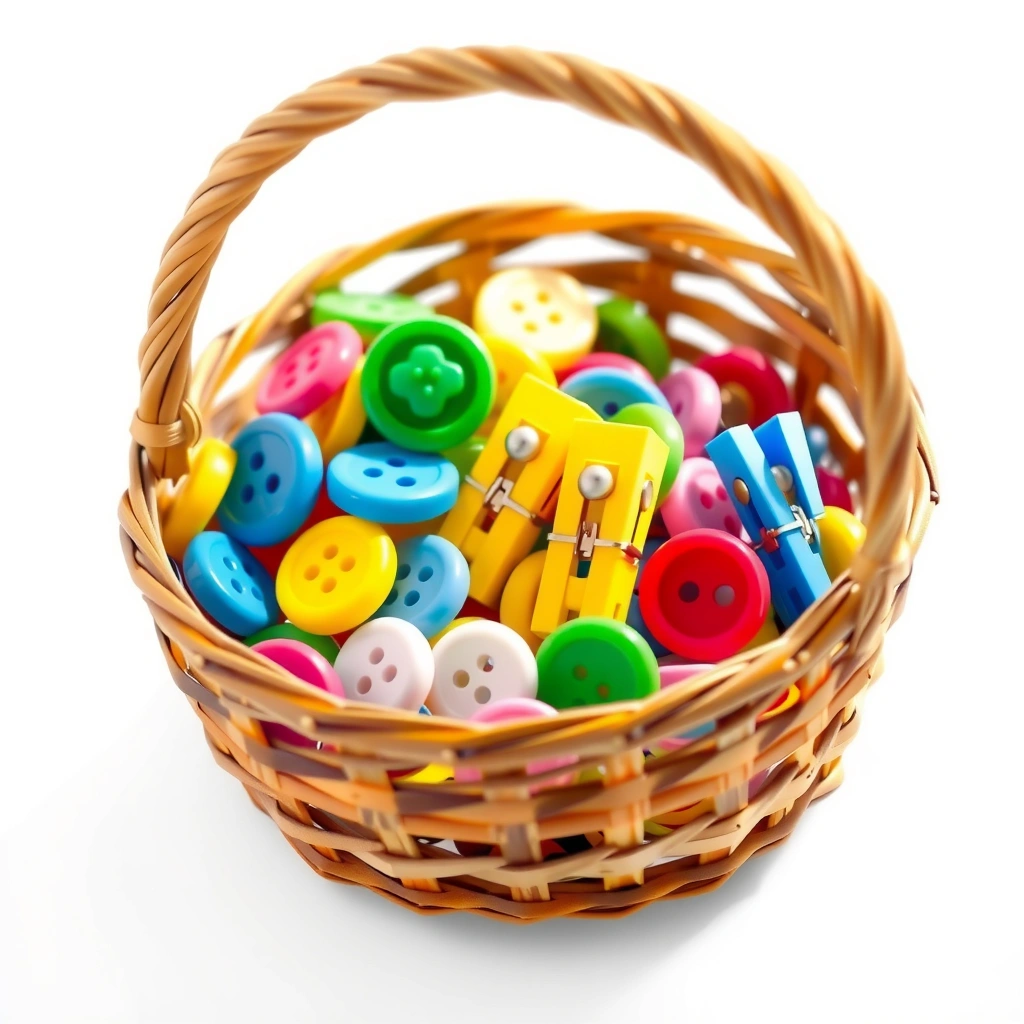 Koszyk z licznikami (guziki, klamerki) - Materiały - Dzień Książki