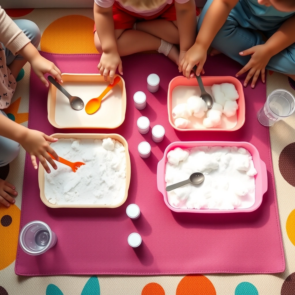 Stacja sensoryczna z tacami - Materiały - Światowy Dzień Śniegu