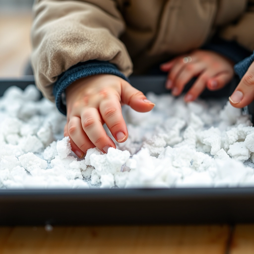 Zbliżenie dłoni dotykających śnieg - Materiały - Światowy Dzień Śniegu
