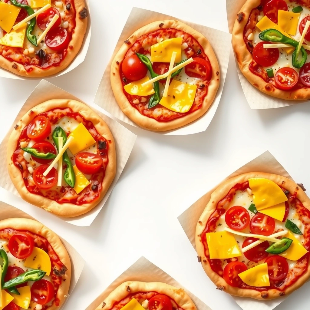 Zdjęcie: mini pizze na tacce (top-down) - Materiały - Dzień Pizzy