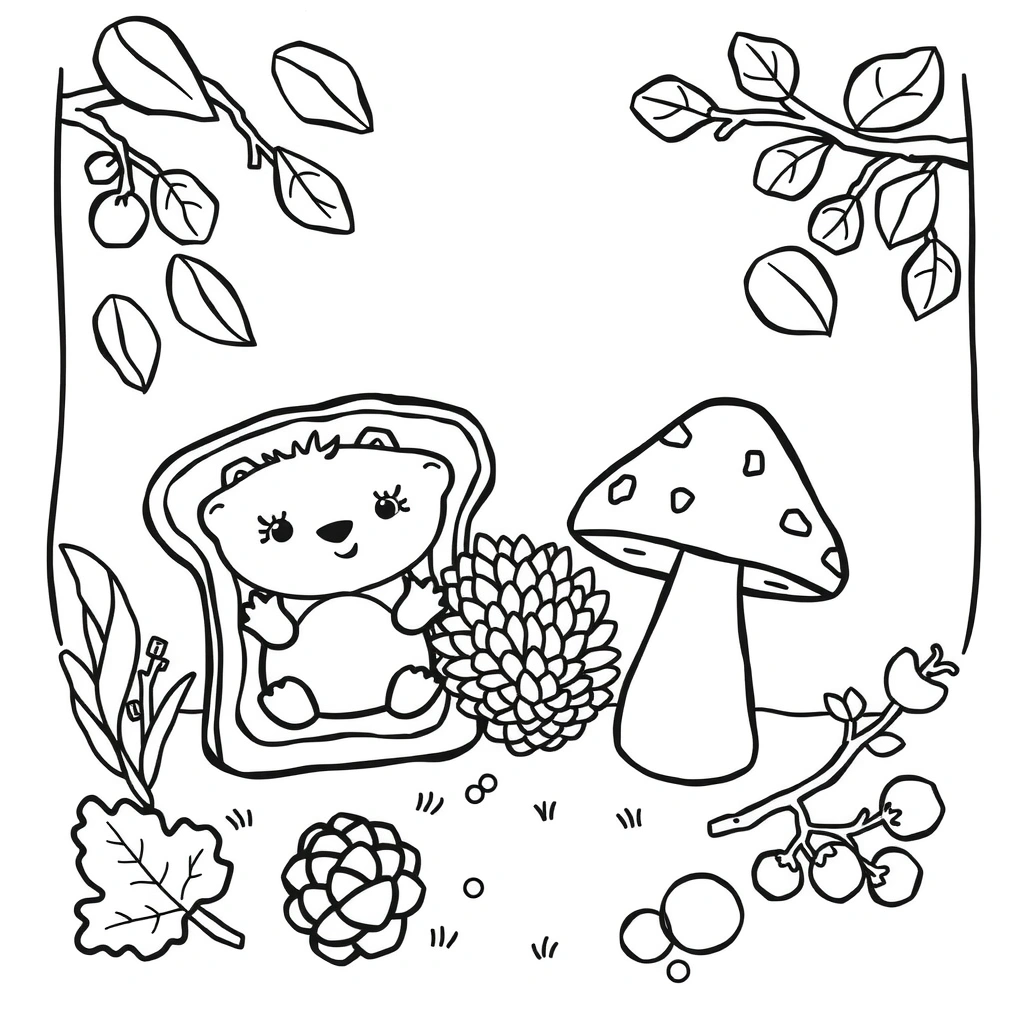 Kolorowanka — leśne kanapeczki i elementy lasu - Kolorowanki - Dzień Lasu