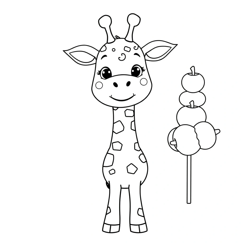 Kolorowanka — Żyrafa i przekąski - Kolorowanki - Dzień Żyrafy
