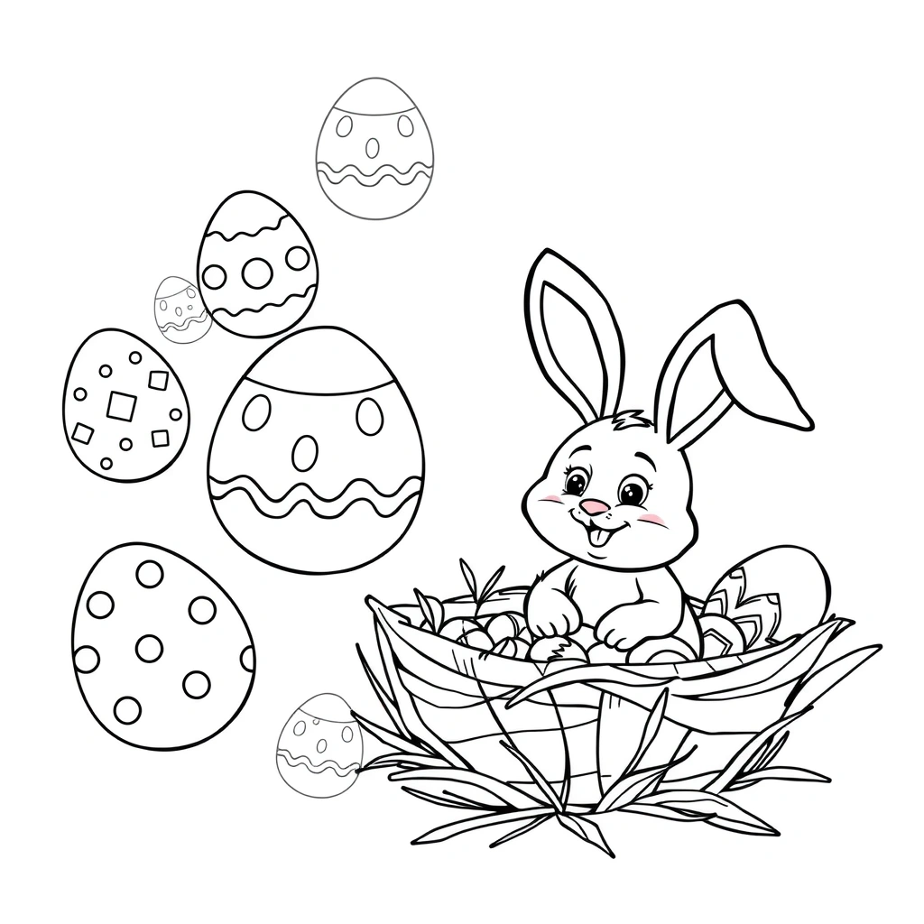 Kolorowanka — jajka i zajączek - Kolorowanki - Wielkanoc