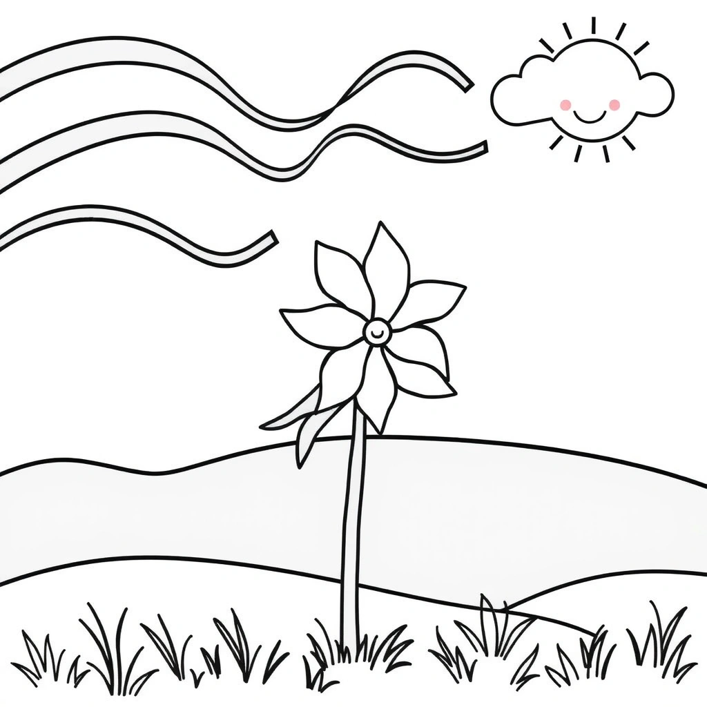 Kolorowanka — wstążki i wiatr - Kolorowanki - Dzień Wiatru