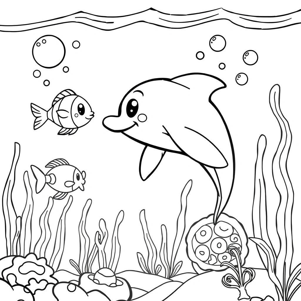 Kolorowanka: Delfin do ozdabiania - Kolorowanki - Dzień Delfina