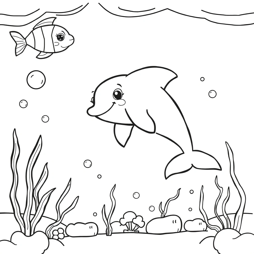 Kolorowanka: Delfin do ozdabiania - Kolorowanki - Dzień Delfina