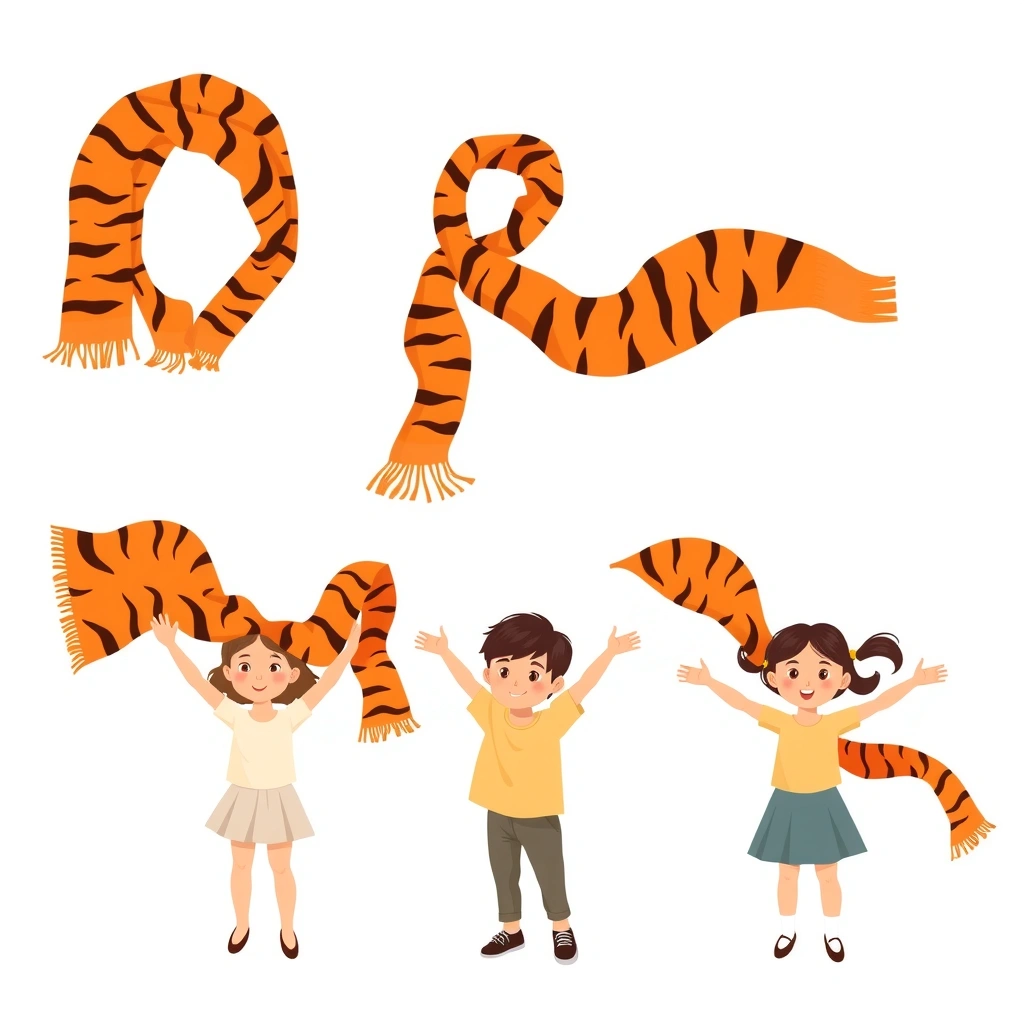 Ilustracja rekwizytów — Chusty i szaliki - Materiały - Dzień Tygrysa