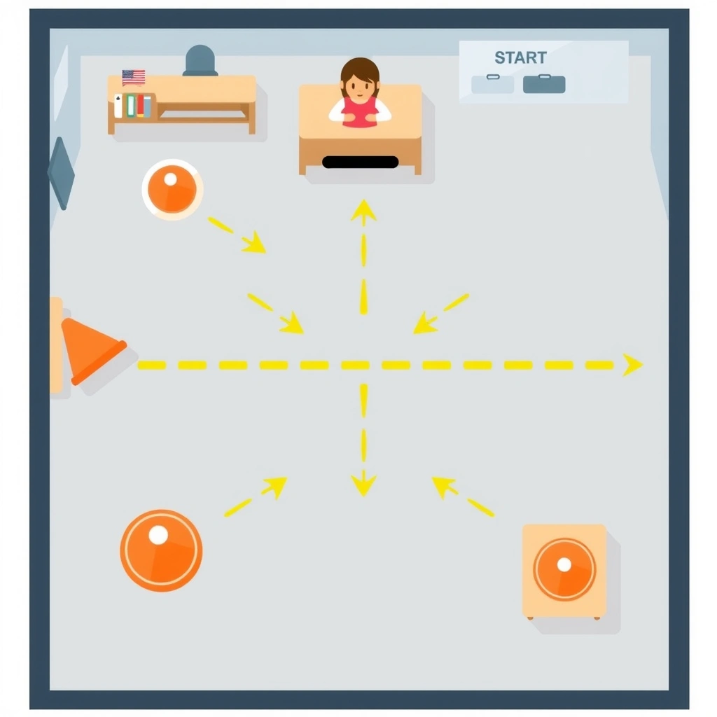 Plan sali — Wyznaczenie dróżki - Szablony - Dzień Tygrysa