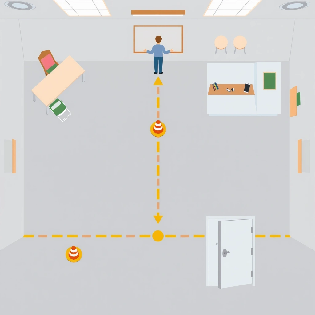 Plan sali — Wyznaczenie dróżki - Szablony - Dzień Tygrysa