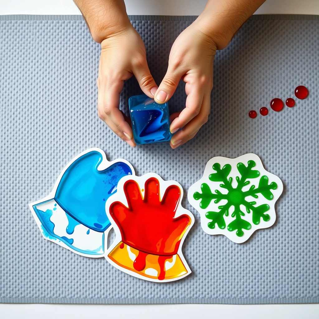 Stemplowanie kolorowym lodem — efekt na papierze - Kolorowanki - Mikołajki