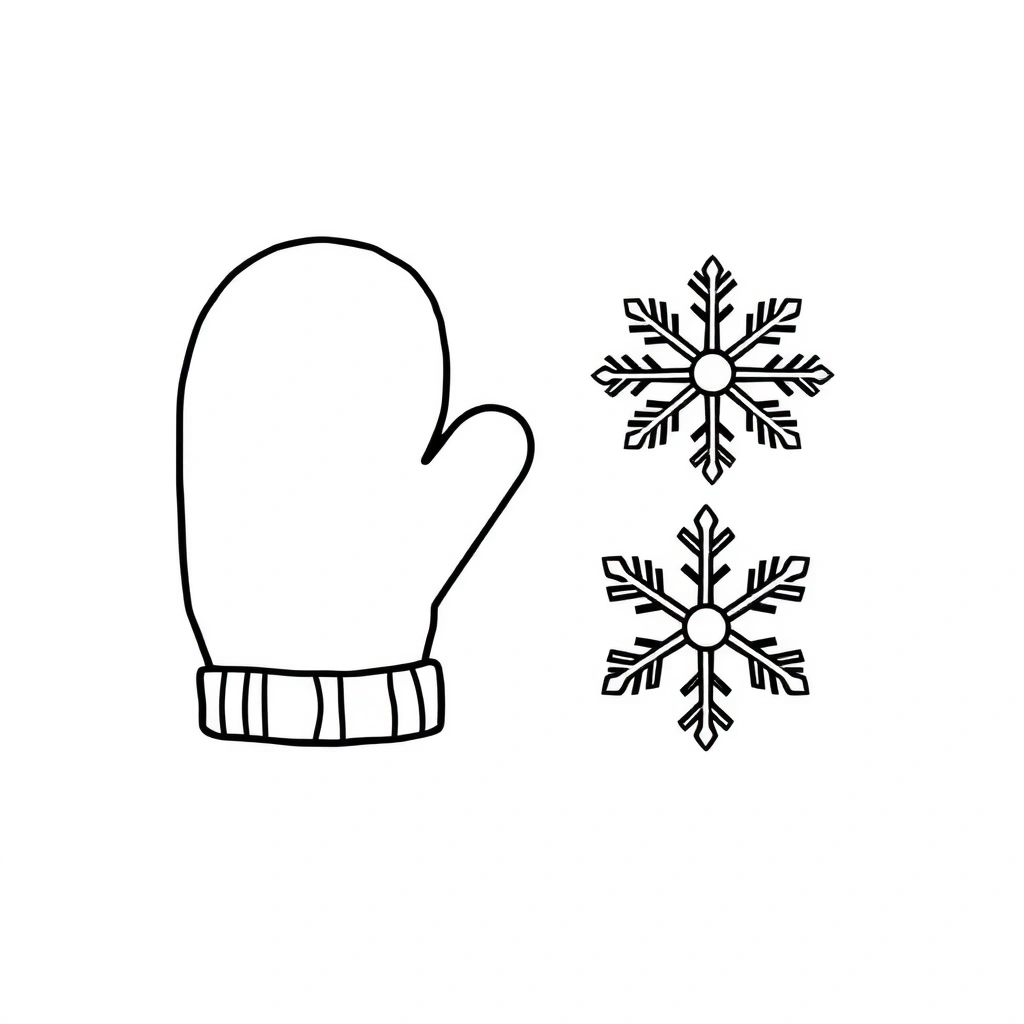 Szablony: rękawiczka i śnieżynka (kontury) - Szablony - Mikołajki