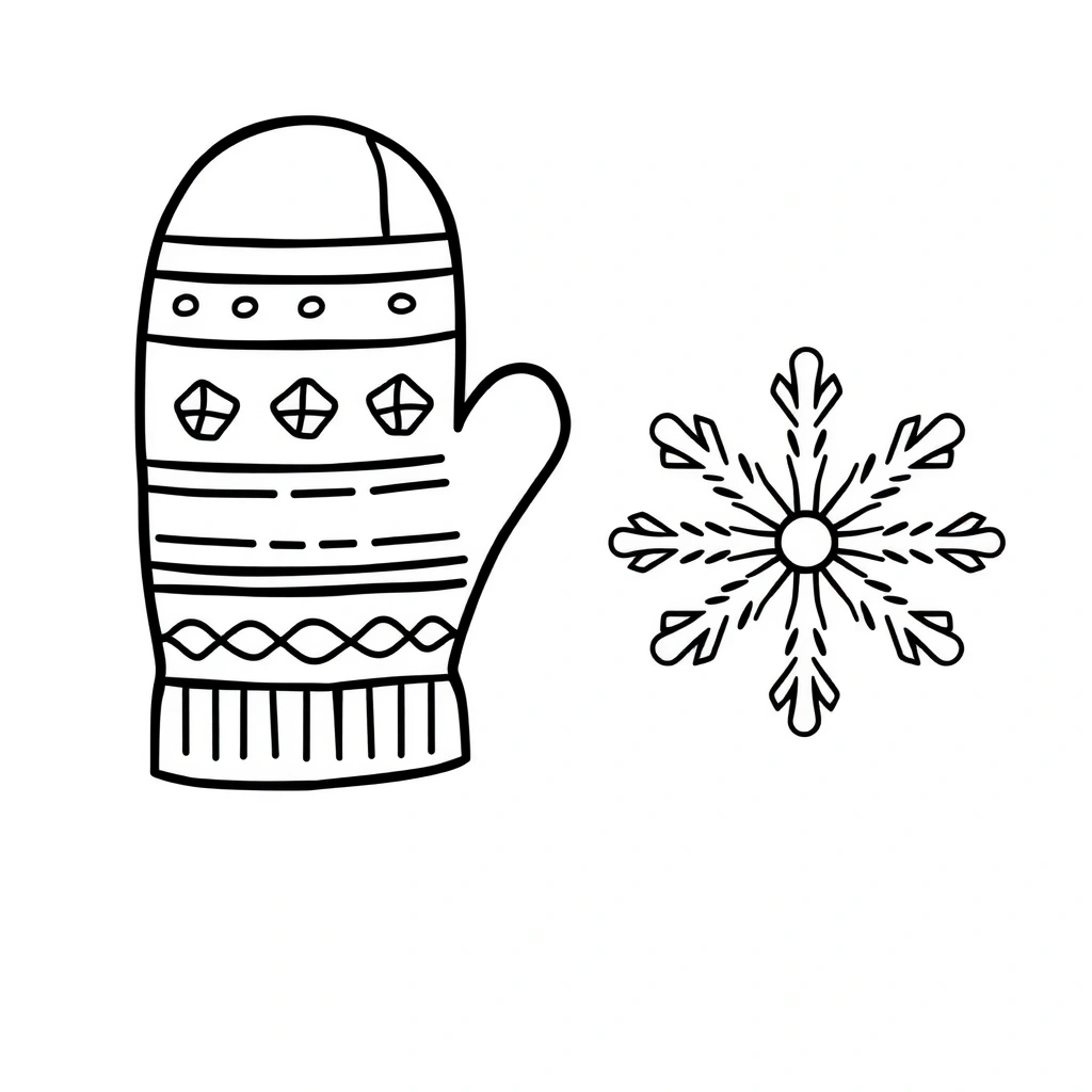 Szablony: rękawiczka i śnieżynka (kontury) - Szablony - Mikołajki