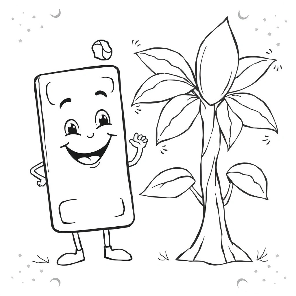 Kolorowanka: Baton i drzewo kakaowe - Kolorowanki - Dzień Czekolady (kwiecień)