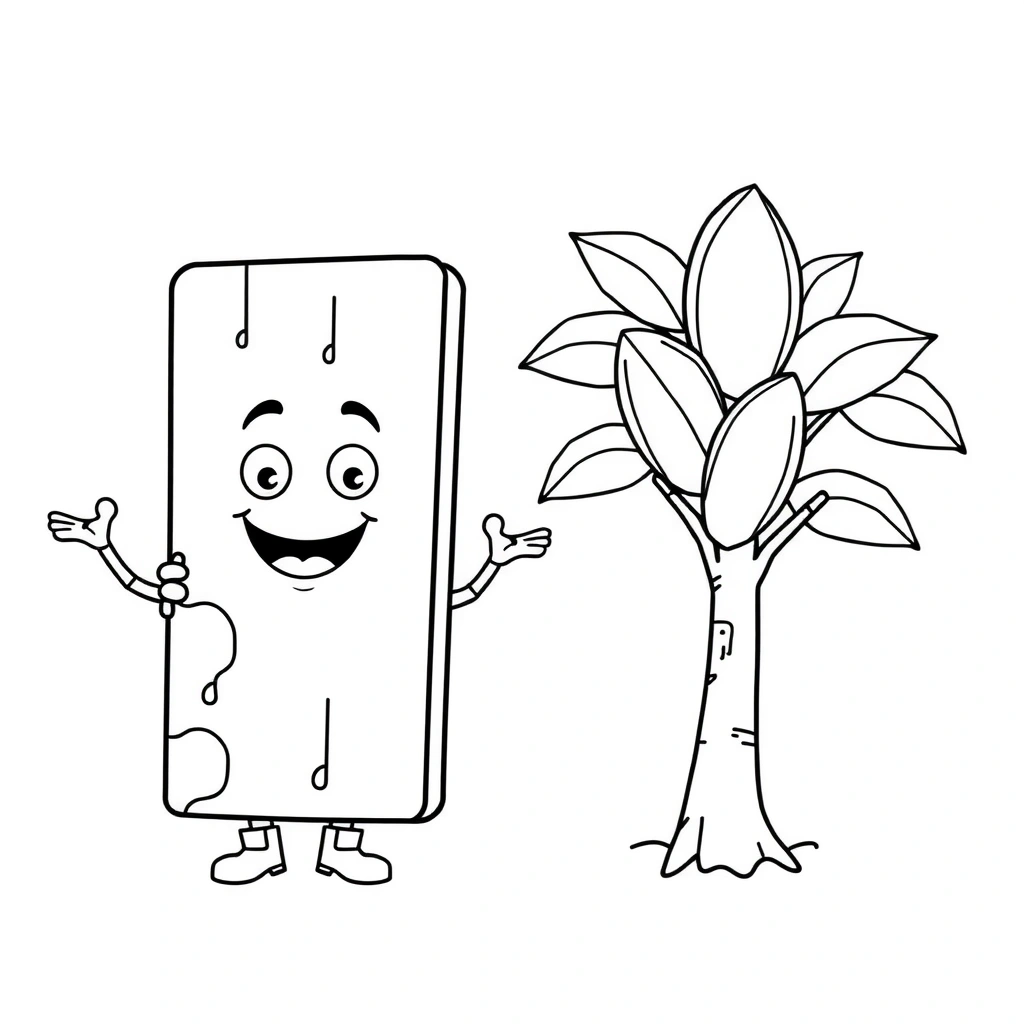 Kolorowanka: Baton i drzewo kakaowe - Kolorowanki - Dzień Czekolady (kwiecień)