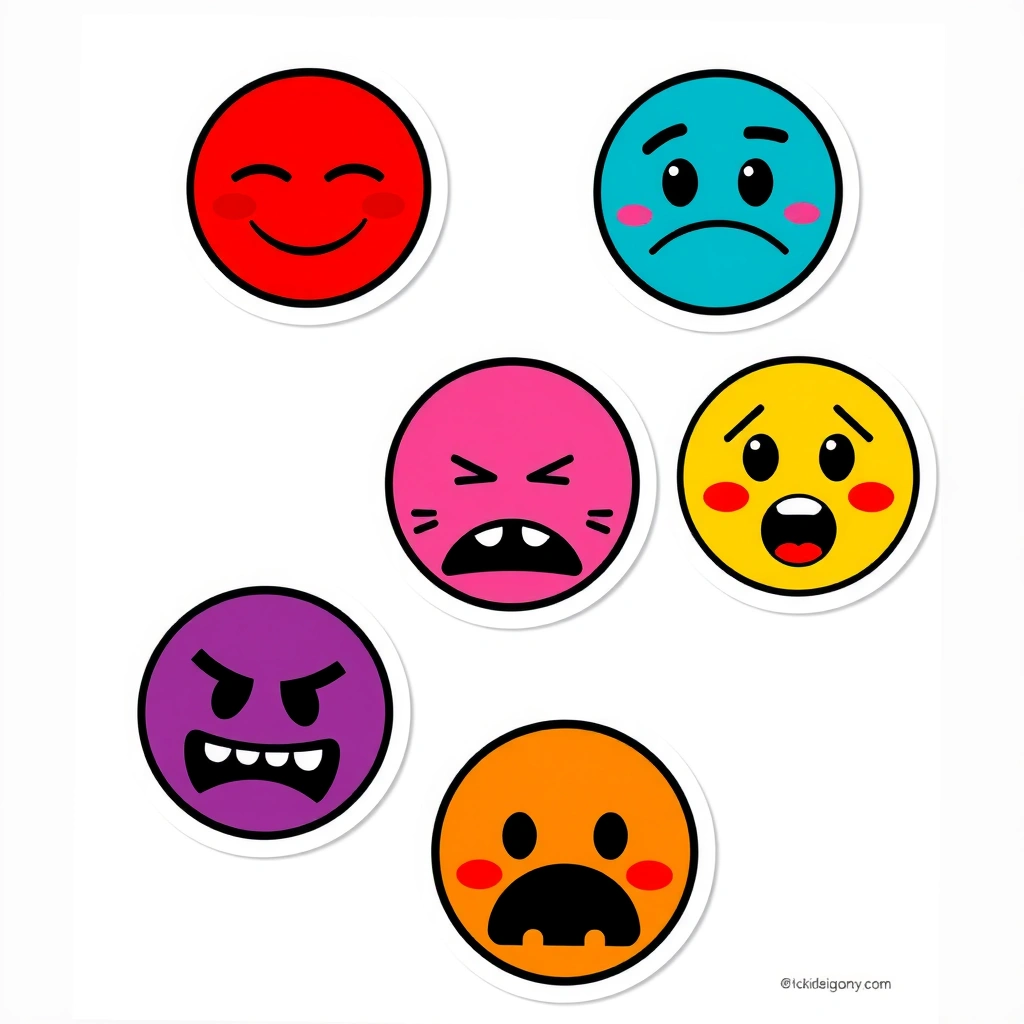 Arkusz naklejek/magnesów: Kolorowe emotikony - Materiały - Dzień Emotikony