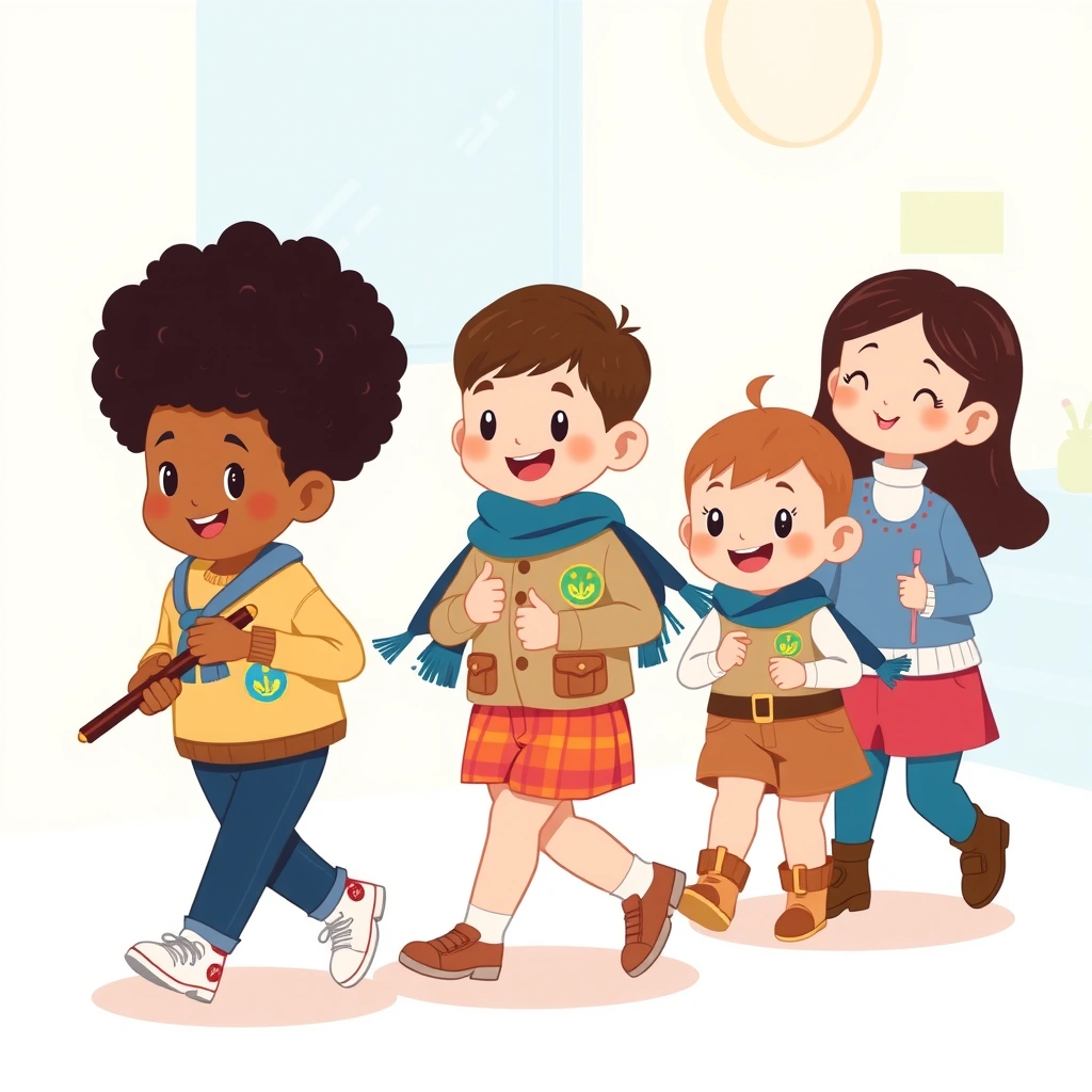 Plakat: Dzieci maszerują w patrolu - Materiały - Dzień Policjanta