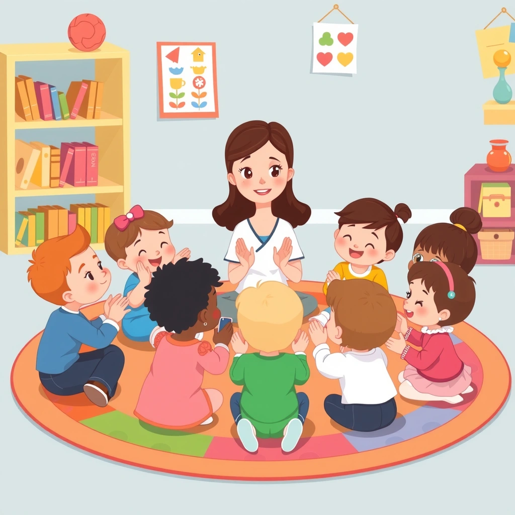 Krąg dzieci — ilustracja zabawy w kole - Materiały - Dzień Tabliczki Mnożenia (listopad)