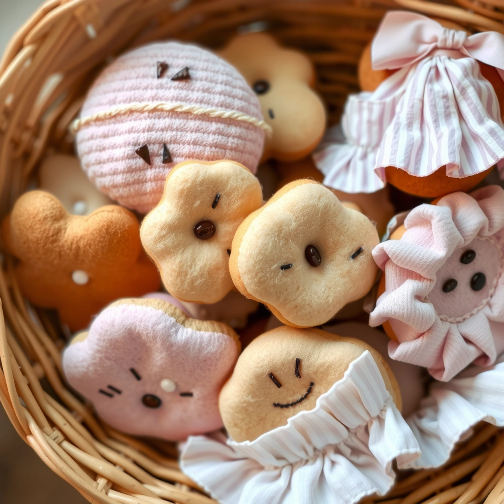 Koszyk z materiałowymi ciasteczkami - Materiały - Dzień Ciasteczek