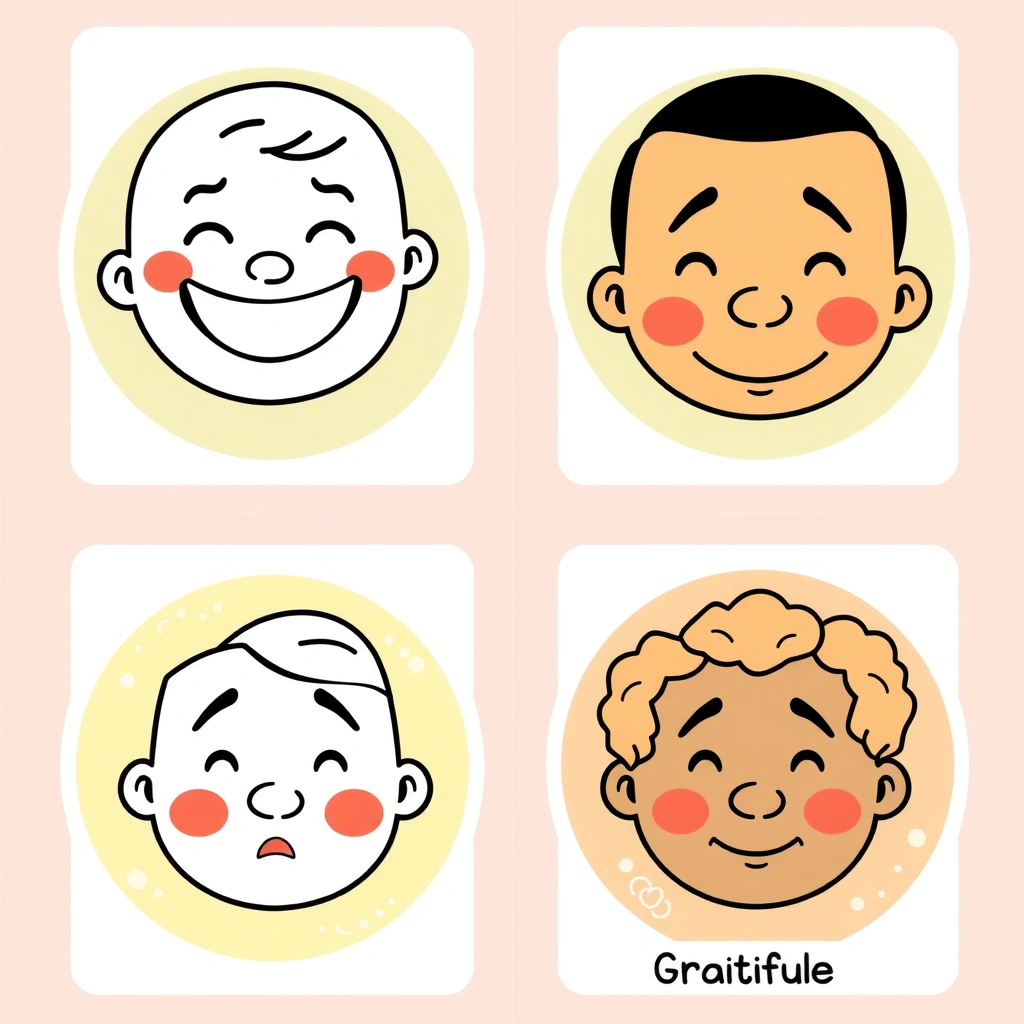 Karty emocji — twarze (radość, smutek, duma, wdzięczność) - Szablony - Dzień Mężczyzn