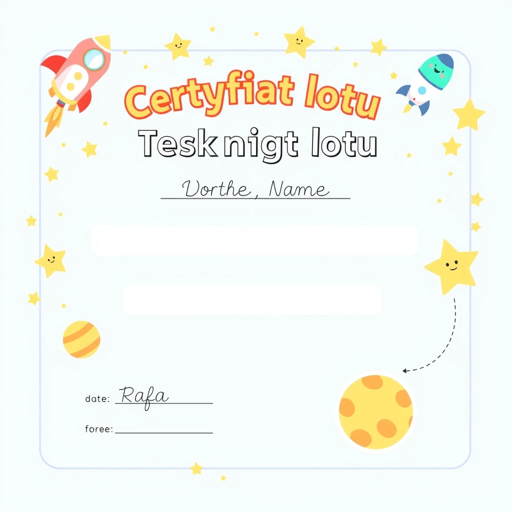 Certyfikat lotu — dyplom uczestnika - Szablony - Dzień Lotnictwa i Kosmonautyki