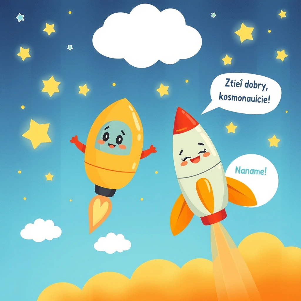 Plakat powitalny: Rakieta / Samolot - Materiały - Dzień Lotnictwa i Kosmonautyki