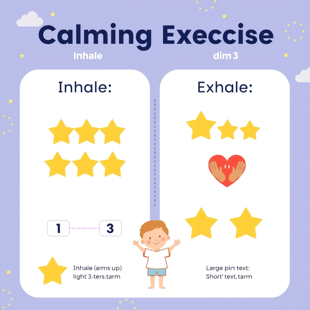 Plakat uspokajający: Oddychanie i liczenie gwiazdek - Materiały - Dzień Lotnictwa i Kosmonautyki