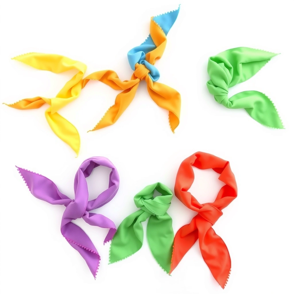 Wizualizacja rekwizytów: kolorowe apaszki - Materiały - Dzień Lotnictwa i Kosmonautyki