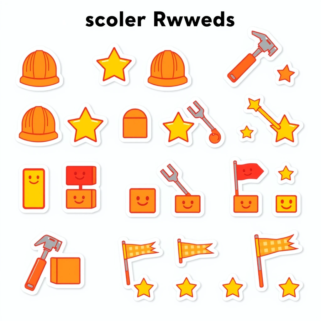 Naklejki nagrody — arkusz z motywami budowlanymi - Szablony - Dzień Budowlańca