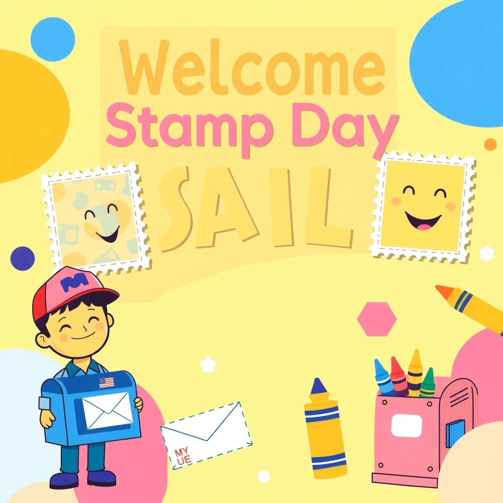 Plakat powitalny zajęć - Szablony - Dzień Znaczka Pocztowego