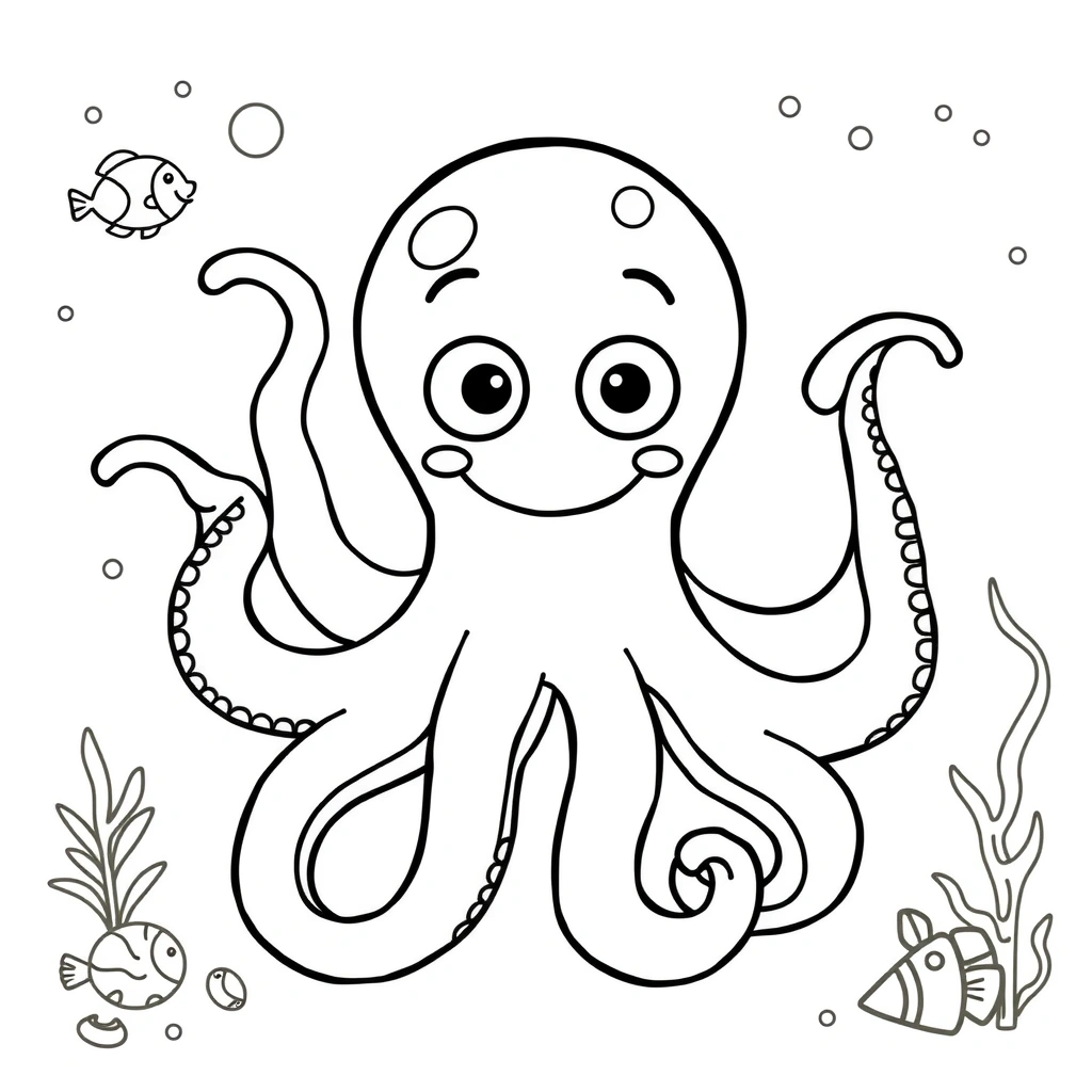 Kolorowanka: wesoła ośmiornica - Kolorowanki - Dzień Ośmiornicy