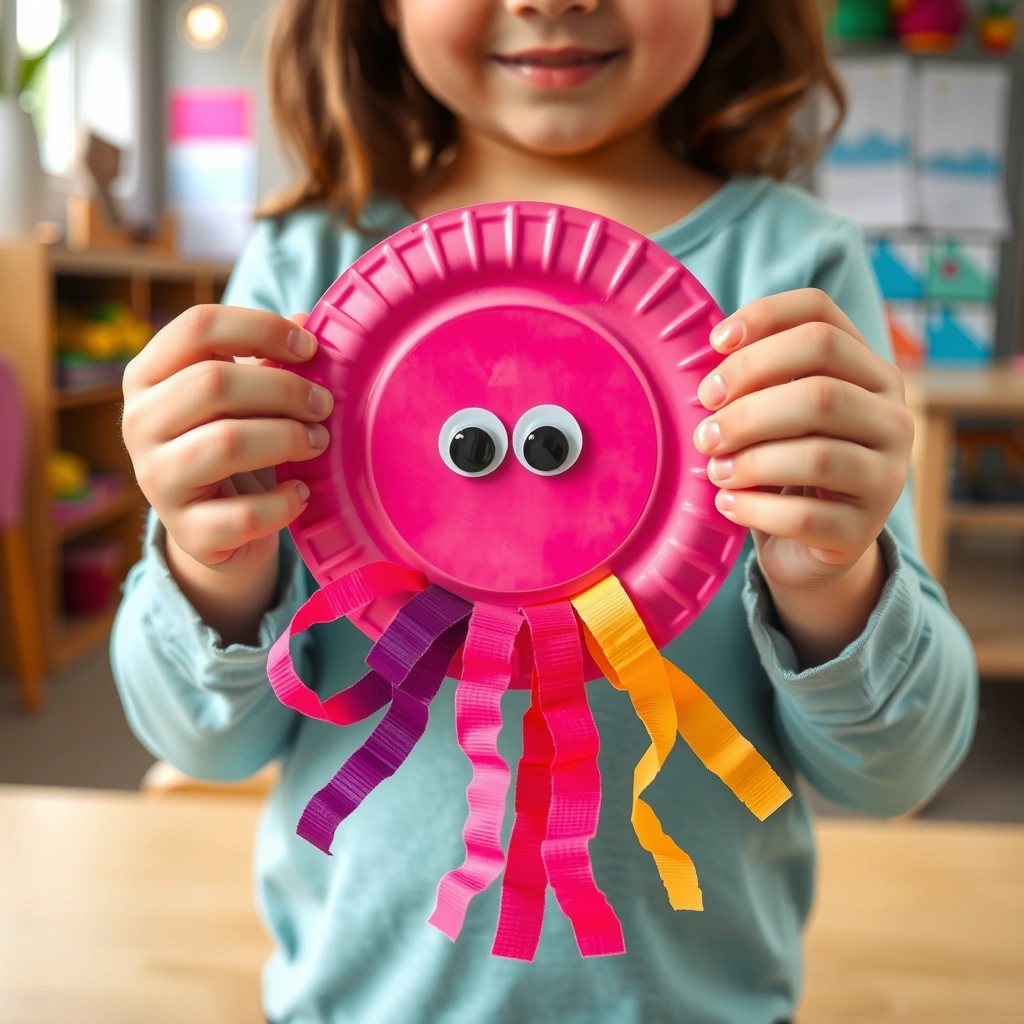 Zdjęcie gotowego stroika/ośmiornicy trzymanej przez dziecko - Materiały - Dzień Ośmiornicy