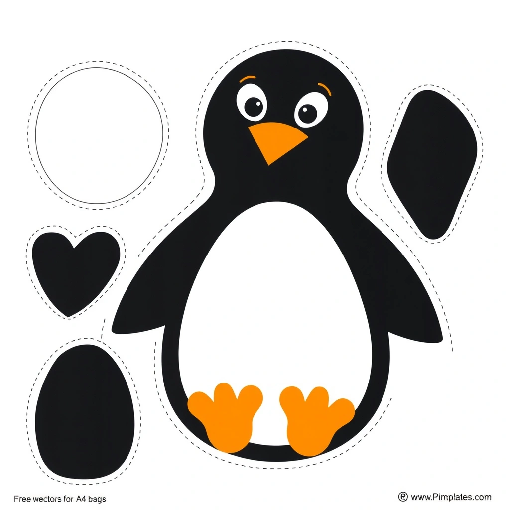 Szablony do pracy plastycznej (elementy pingwinka) - Szablony - Dzień Pingwina Międzynarodowy