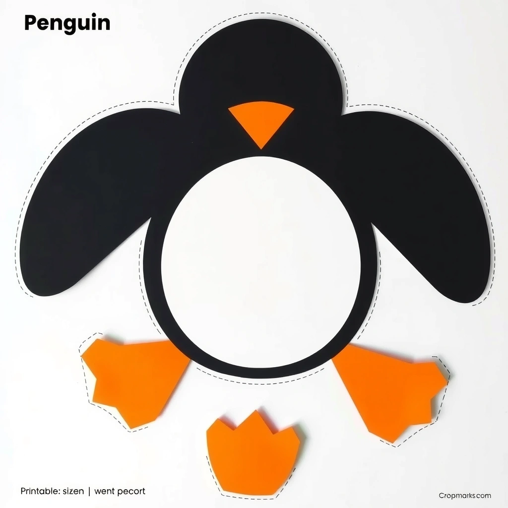 Szablony do pracy plastycznej (elementy pingwinka) - Szablony - Dzień Pingwina Międzynarodowy