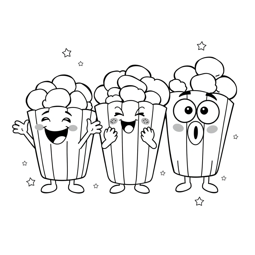 Kolorowanka: Popcorniaki - Kolorowanki - Dzień Popcornu