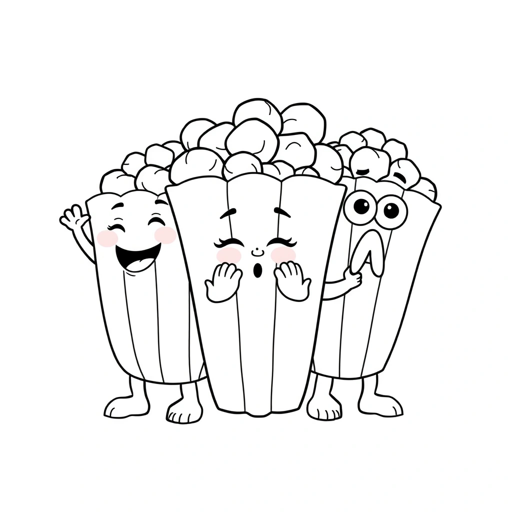 Kolorowanka: Popcorniaki - Kolorowanki - Dzień Popcornu