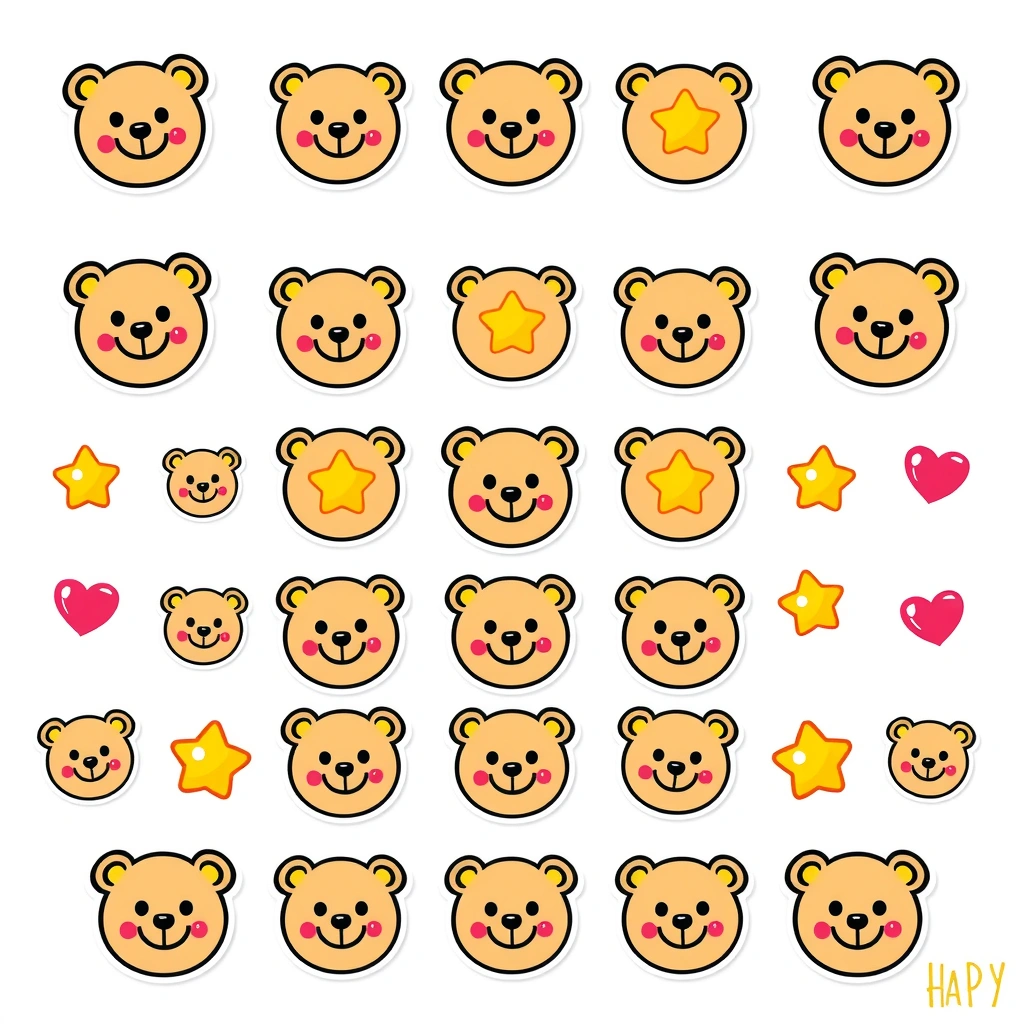 Arkusz naklejek / stempli pochwalnych - Materiały - Dzień Pluszowego Misia (Polski)