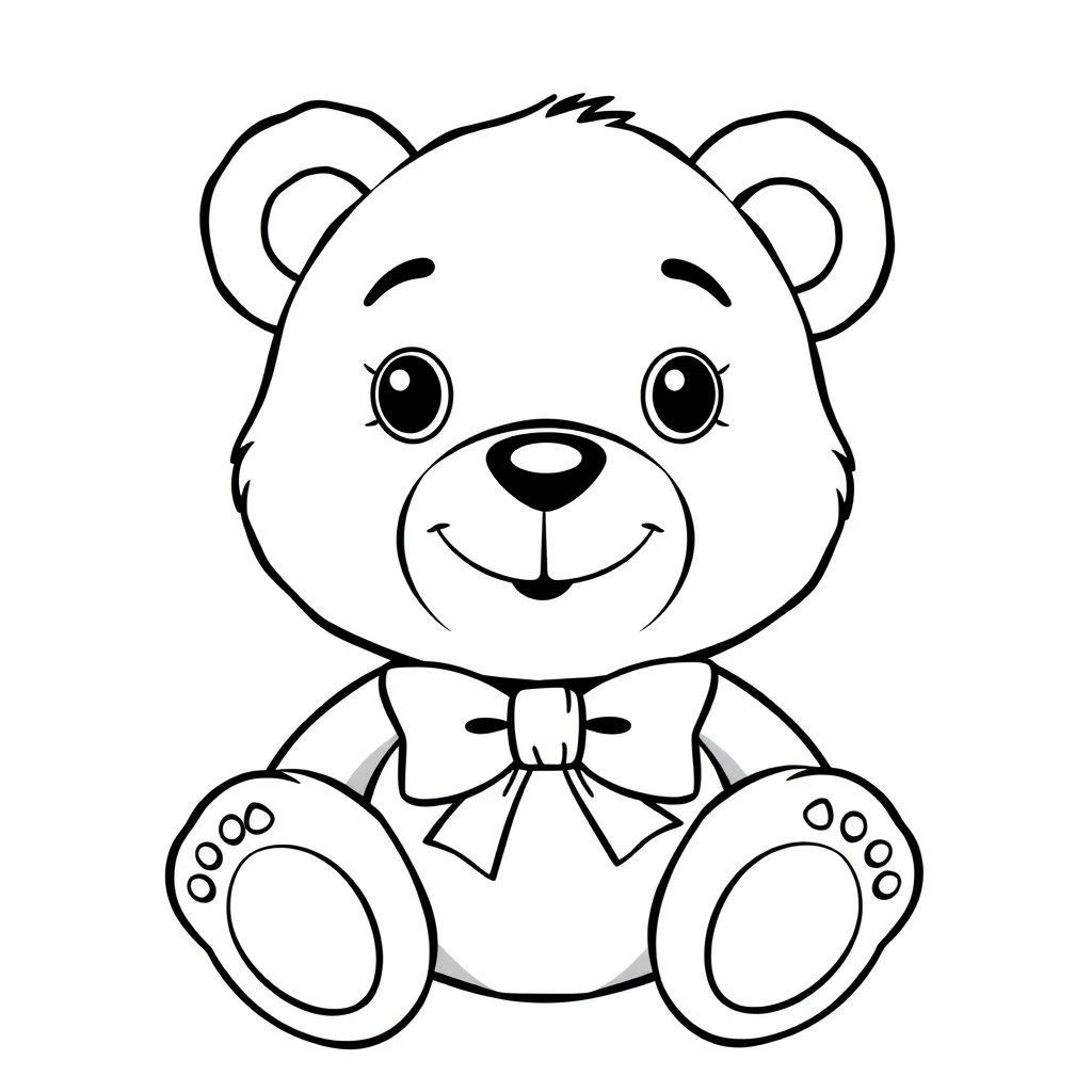Strona do kolorowania — Miś z kokardką - Kolorowanki - Dzień Pluszowego Misia (Polski)