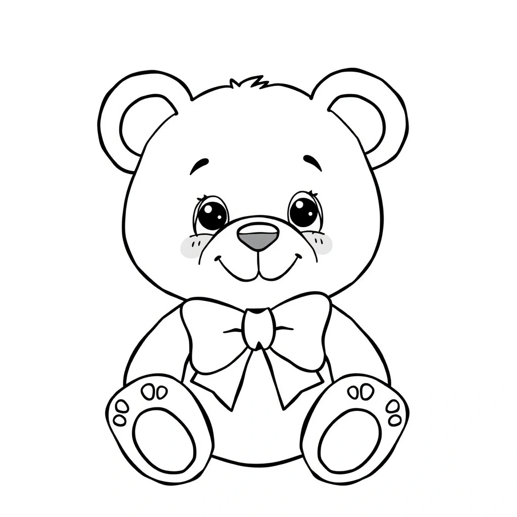 Strona do kolorowania — Miś z kokardką - Kolorowanki - Dzień Pluszowego Misia (Polski)