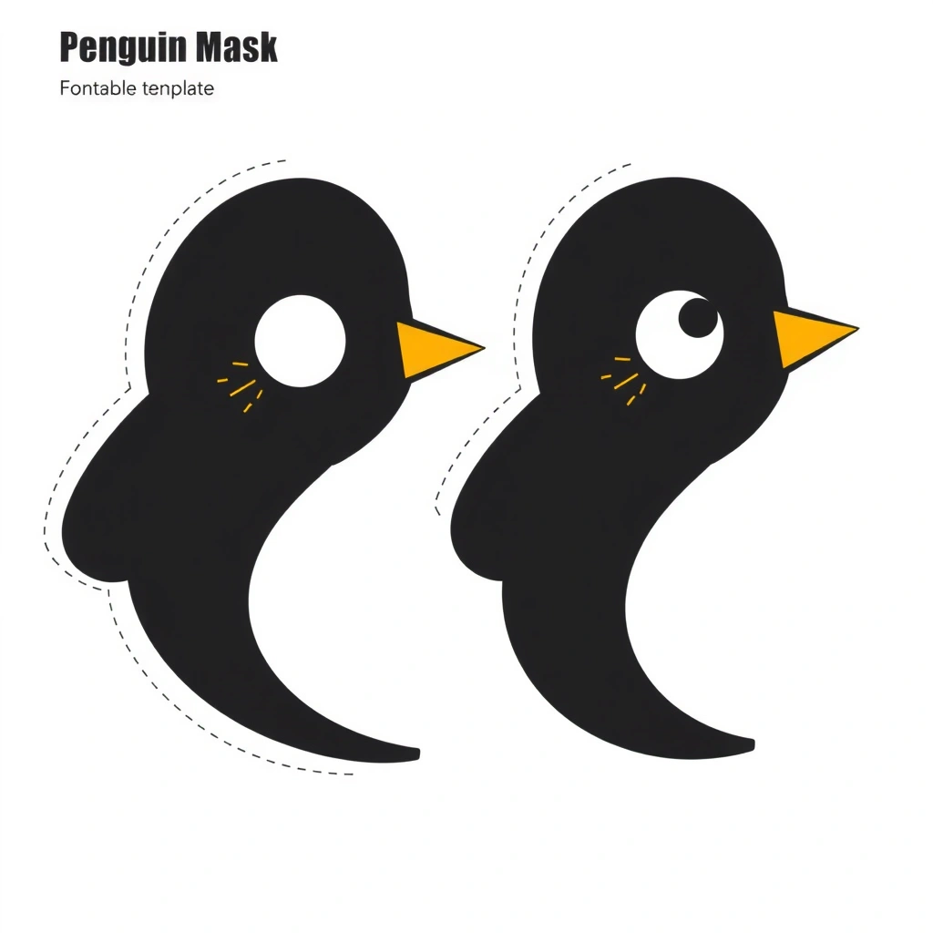 Szablon: prosta maska pingwina - Szablony - Dzień Pingwina